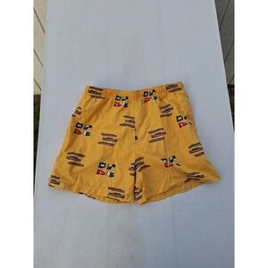 Jantzen Swim Trunks All over Print Boats Flags Mens XL Yellow Sailing Boating